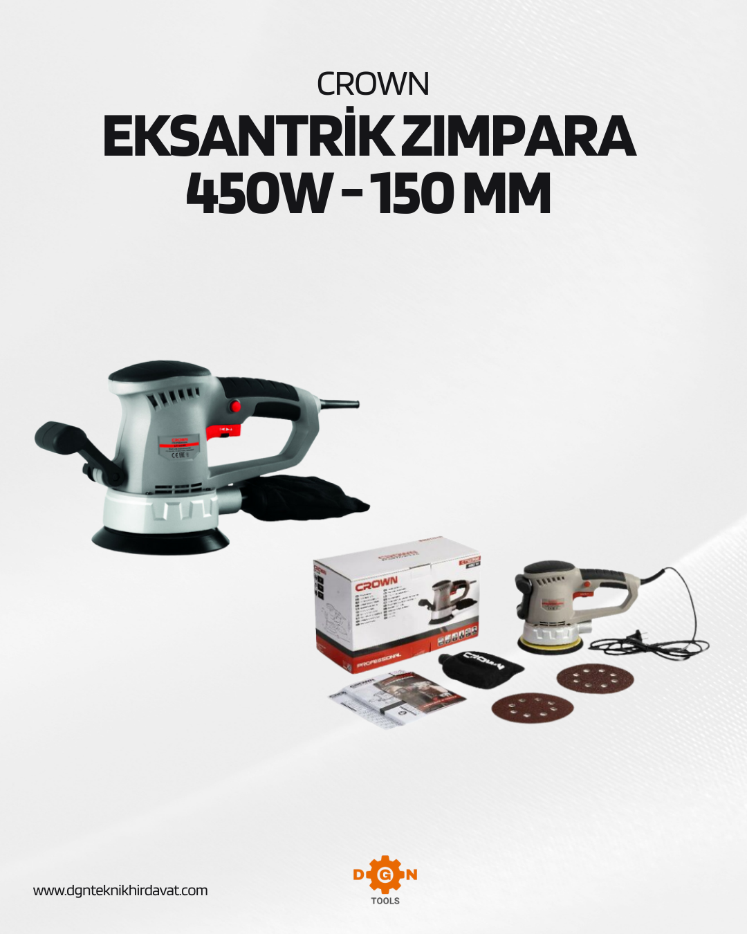 CROWN EKSANTRİK ZIMPARA 450 W - 150 MM