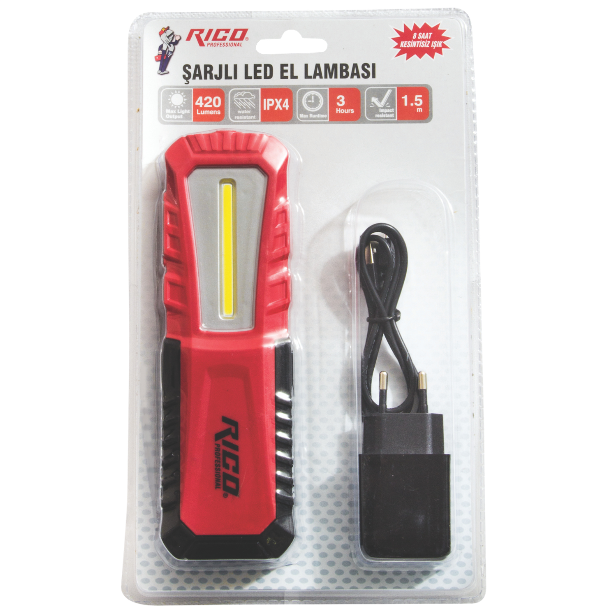 RİCO ŞARJLI EL LAMBASI LEDLİ 420 LM