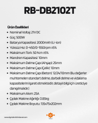 ARM  Darbeli Şarjlı Matkap  21V 50 Nm RB-DB2102T