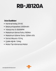 ARM 1/2 ŞARJLI CIRCIR VE VİDALAMA SETİ 160 NM RB-JB120A