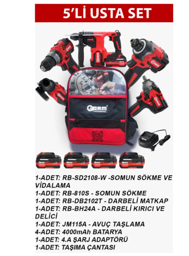 Arm 5'li Şarjlı Usta Set