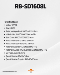 ARM RB-SD1608L 16V 210 Nm Torklu Şarjlı Vidalama