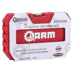 ARM PROFESSİONAL 21 Parça 1/2″ 12 Köşe Lokma Seti
