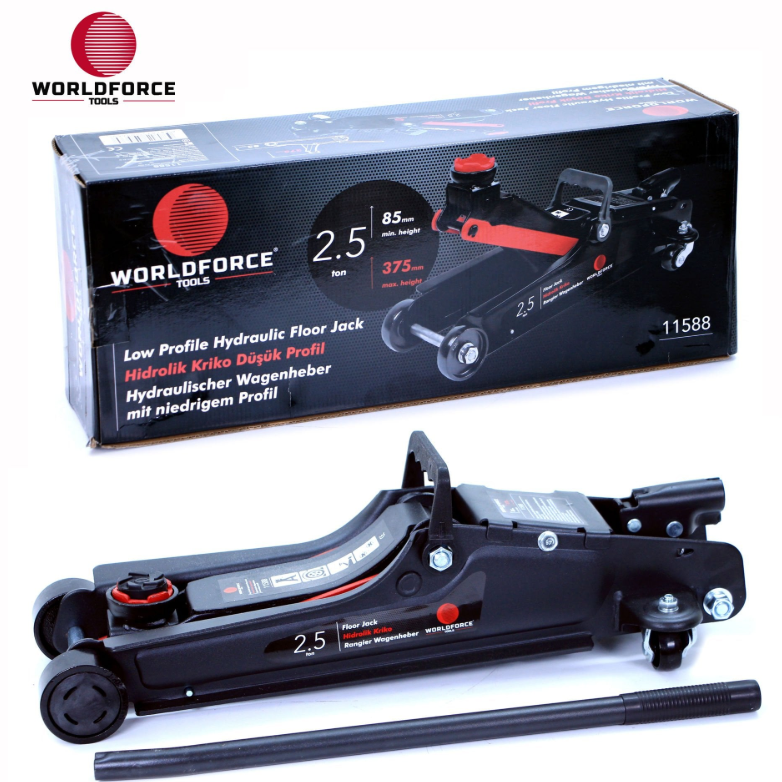 WORLDFORCE Hidrolik Kriko 2.5 Ton Düşük Profil (Uzun Şase)
