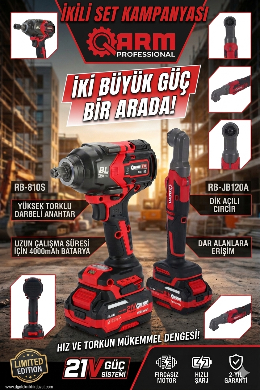ARM Şarlı Somun Sıkma Ve Şarjlı Cırcır 2'Li Set 21V 4.0Ah